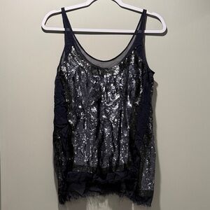 All Saints navy blue Sequin Camisole tank top 2